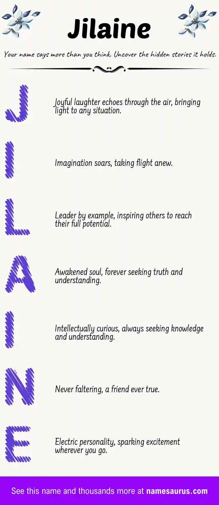 Acrostic poem about Jilaine.