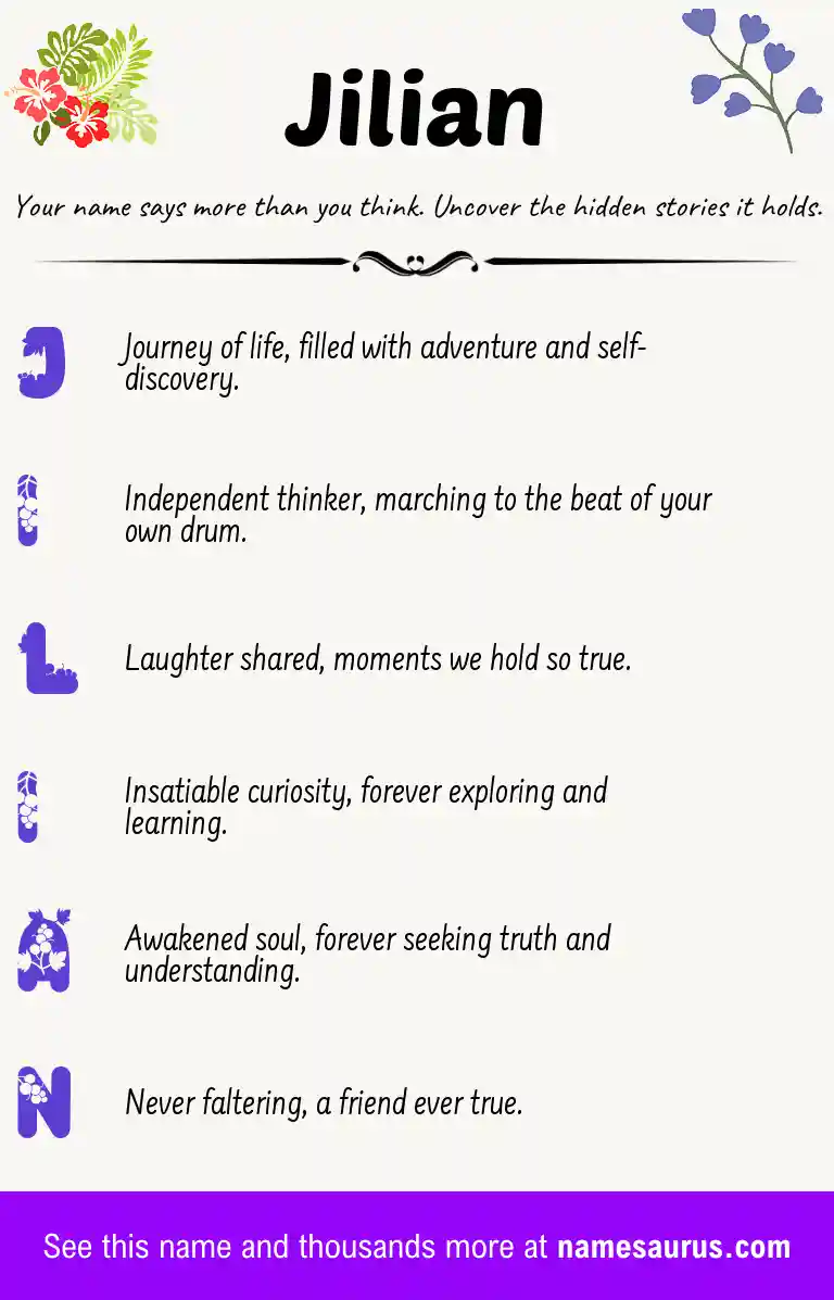 Acrostic poem about Jilian.
