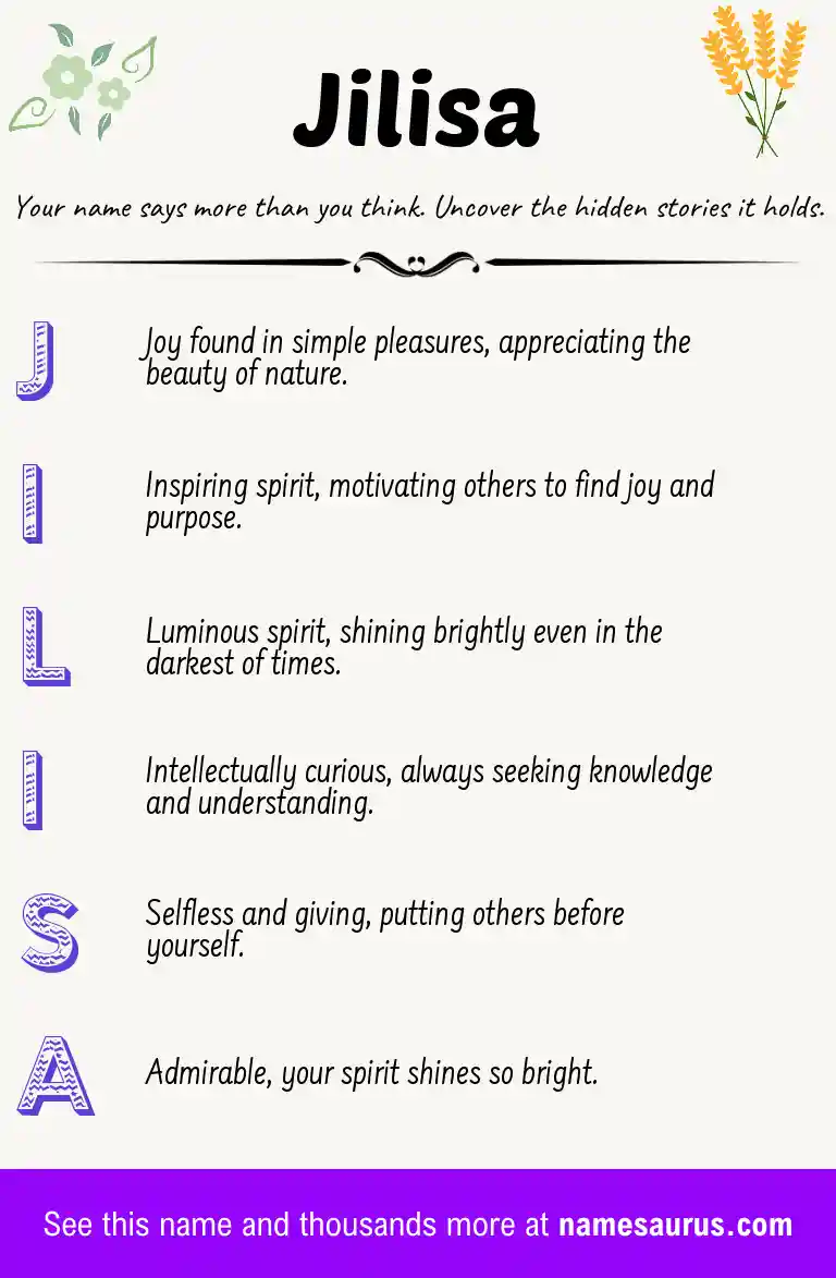 Acrostic poem about Jilisa.