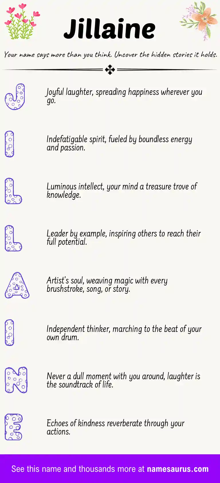 Acrostic poem about Jillaine.