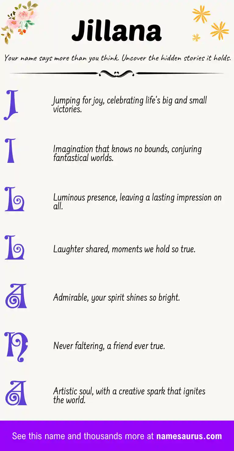 Acrostic poem about Jillana.