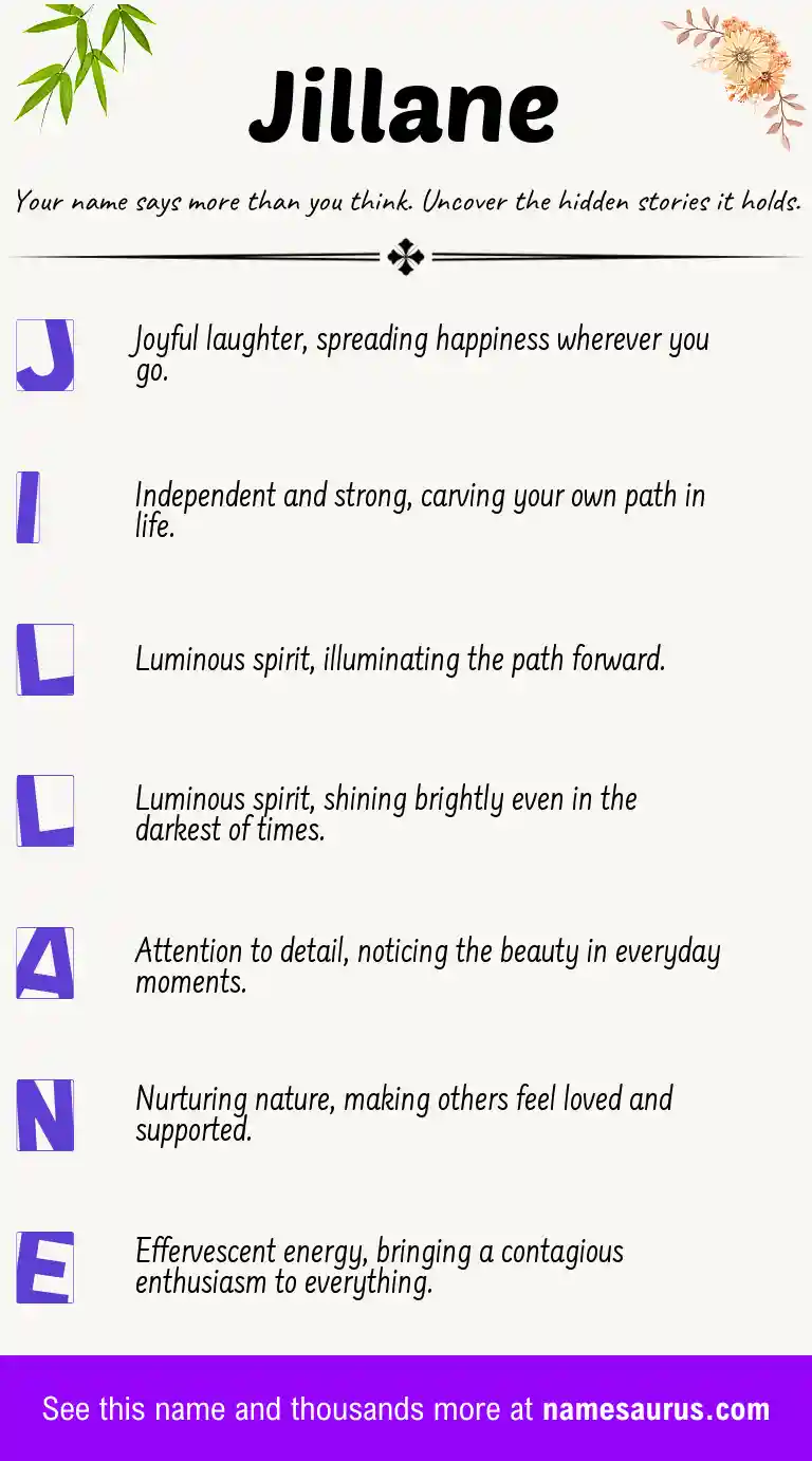 Acrostic poem about Jillane.