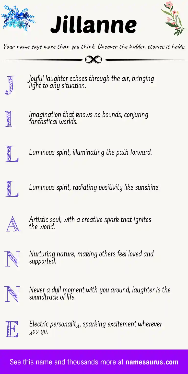 Acrostic poem about Jillanne.