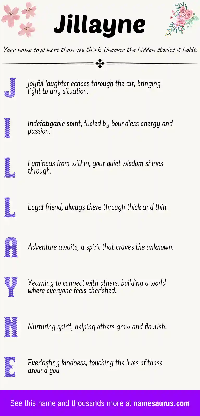 Acrostic poem about Jillayne.