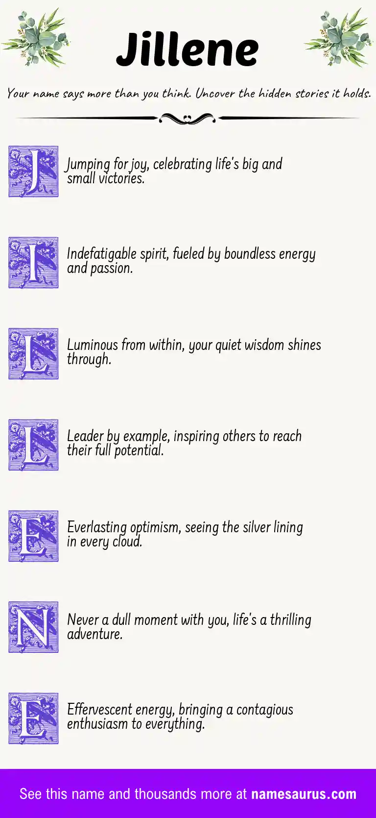 Acrostic poem about Jillene.