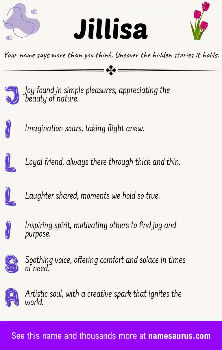 Acrostic poem about Jillisa.