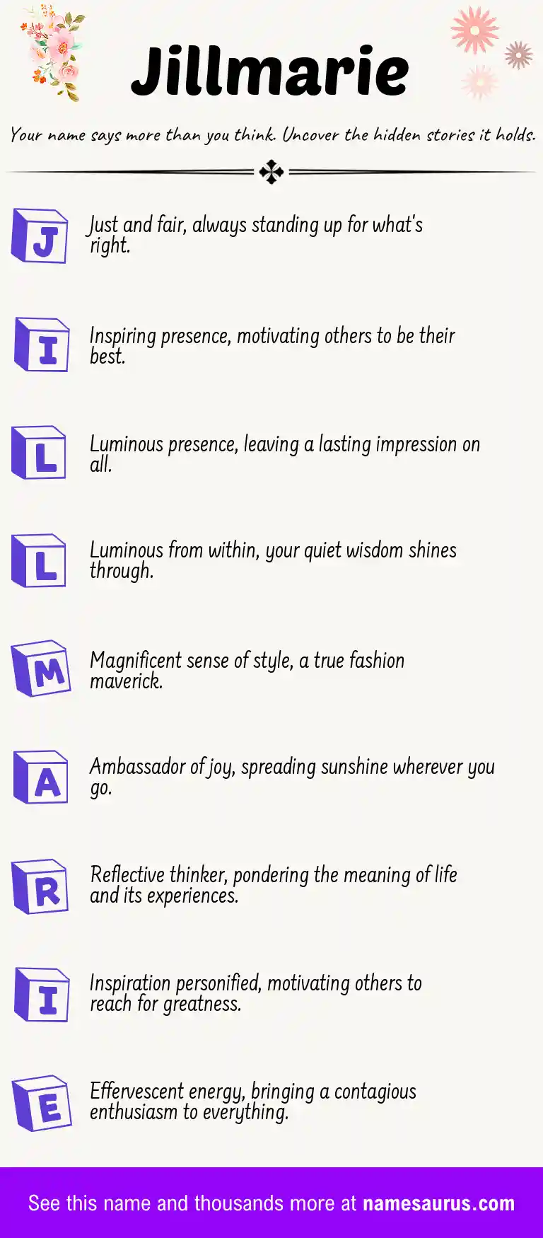 Acrostic poem about Jillmarie.