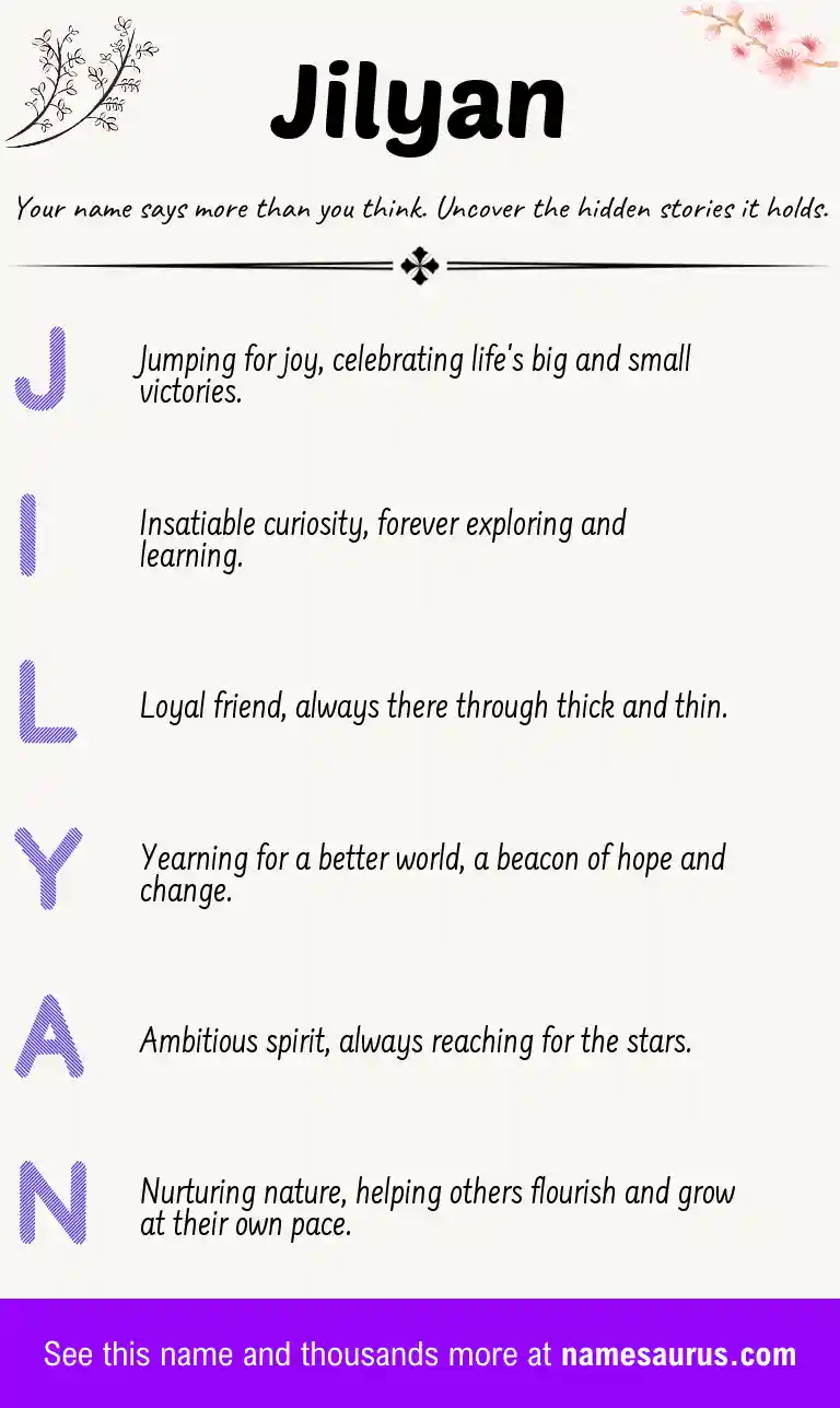 Acrostic poem about Jilyan.