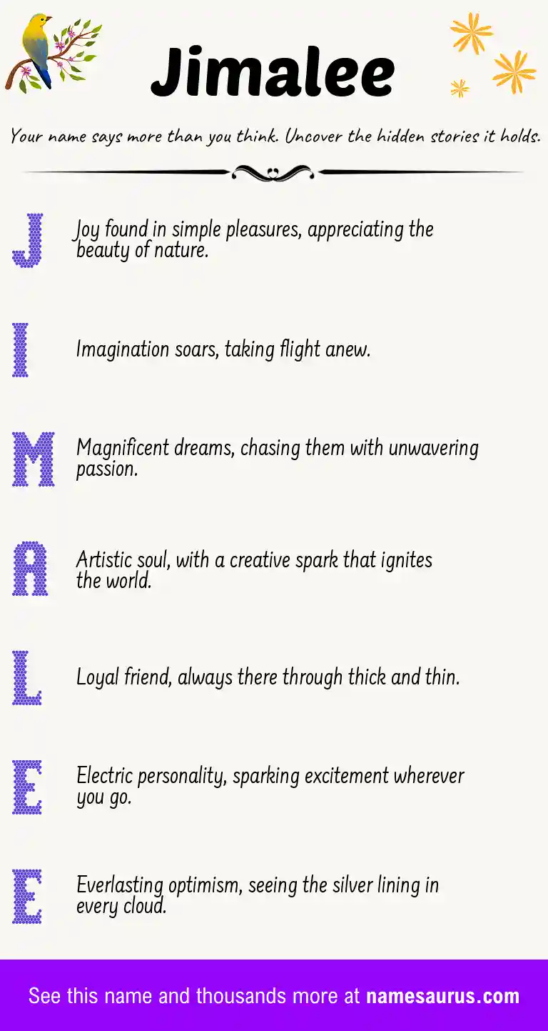Acrostic poem about Jimalee.