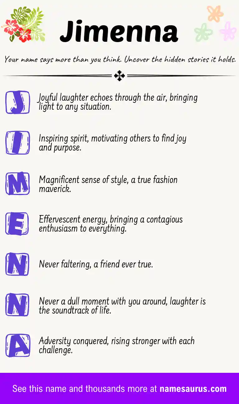 Acrostic poem about Jimenna.