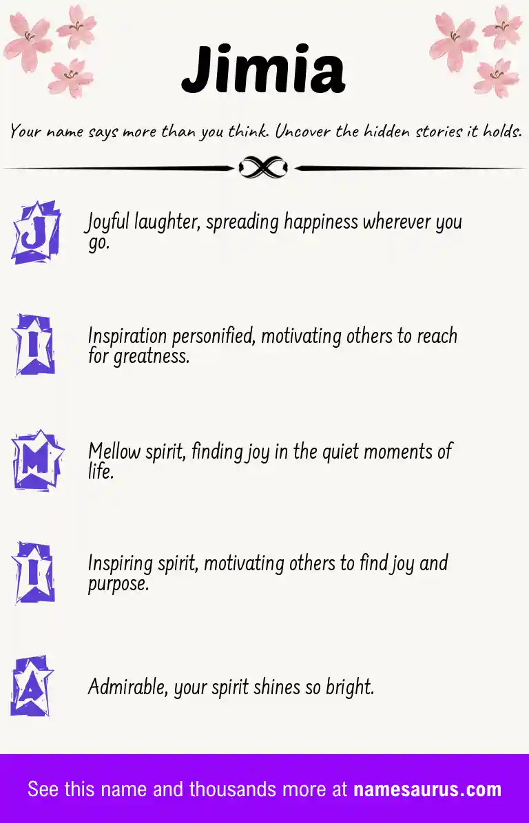 Acrostic poem about Jimia.
