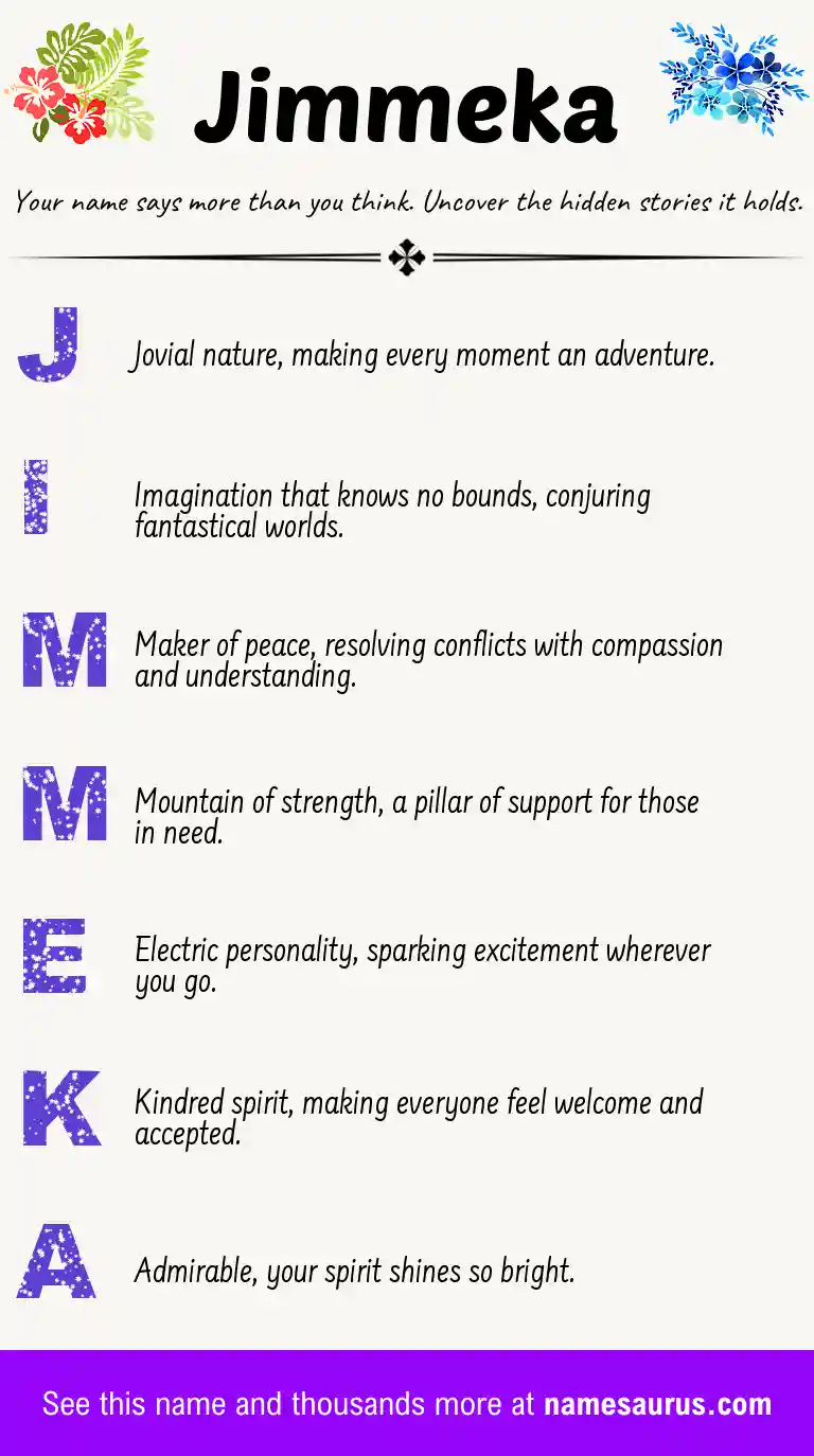 Acrostic poem about Jimmeka.