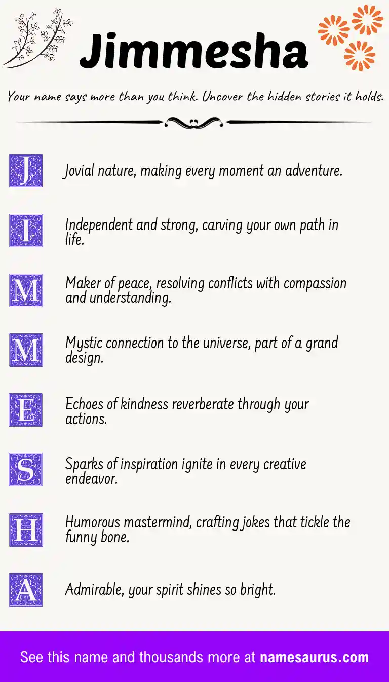 Acrostic poem about Jimmesha.