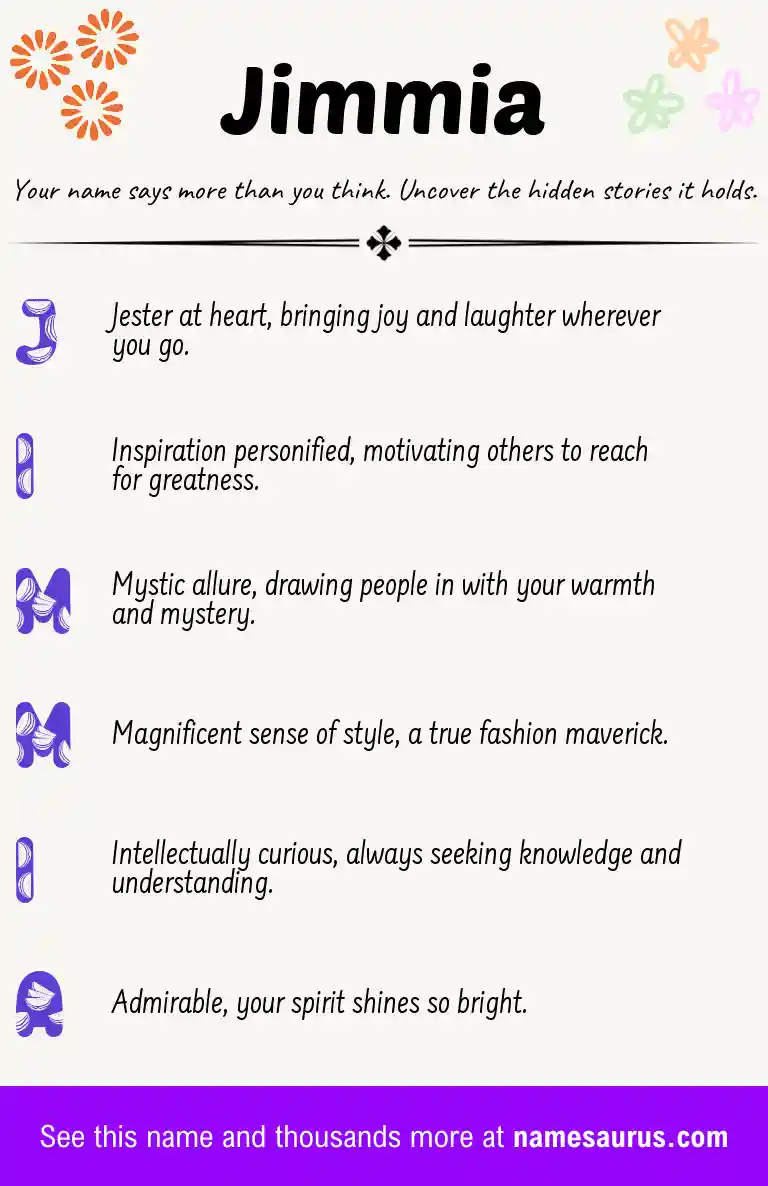 Acrostic poem about Jimmia.