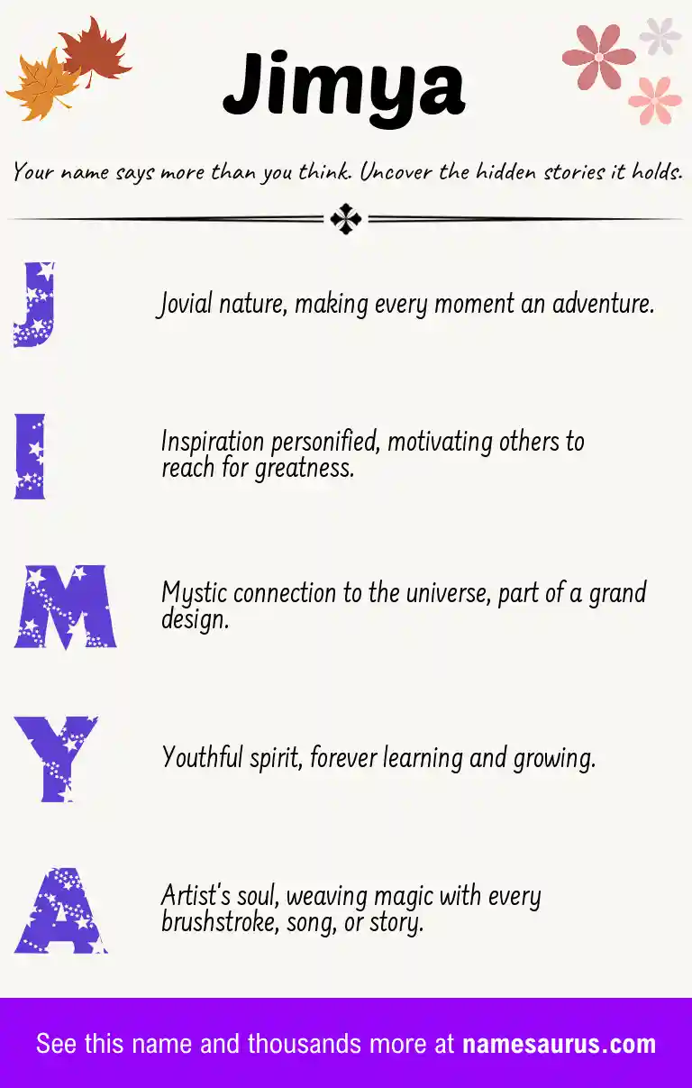 Acrostic poem about Jimya.