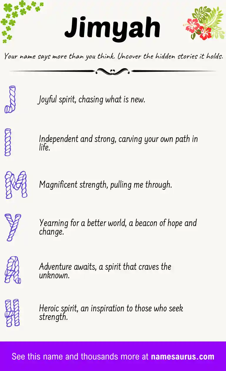 Acrostic poem about Jimyah.