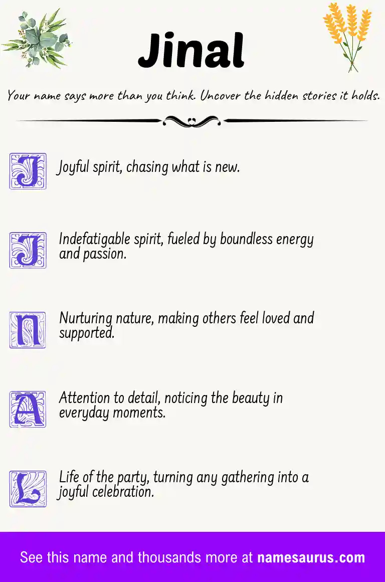 Acrostic poem about Jinal.