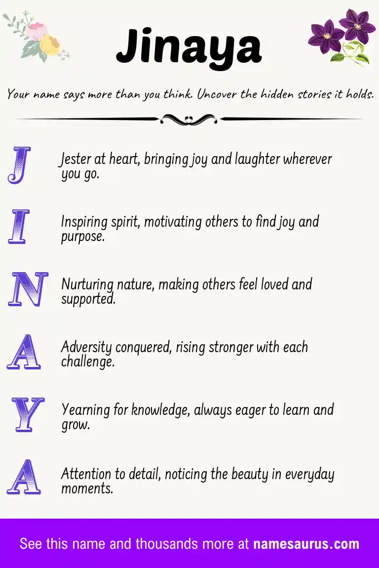 Acrostic poem about Jinaya.