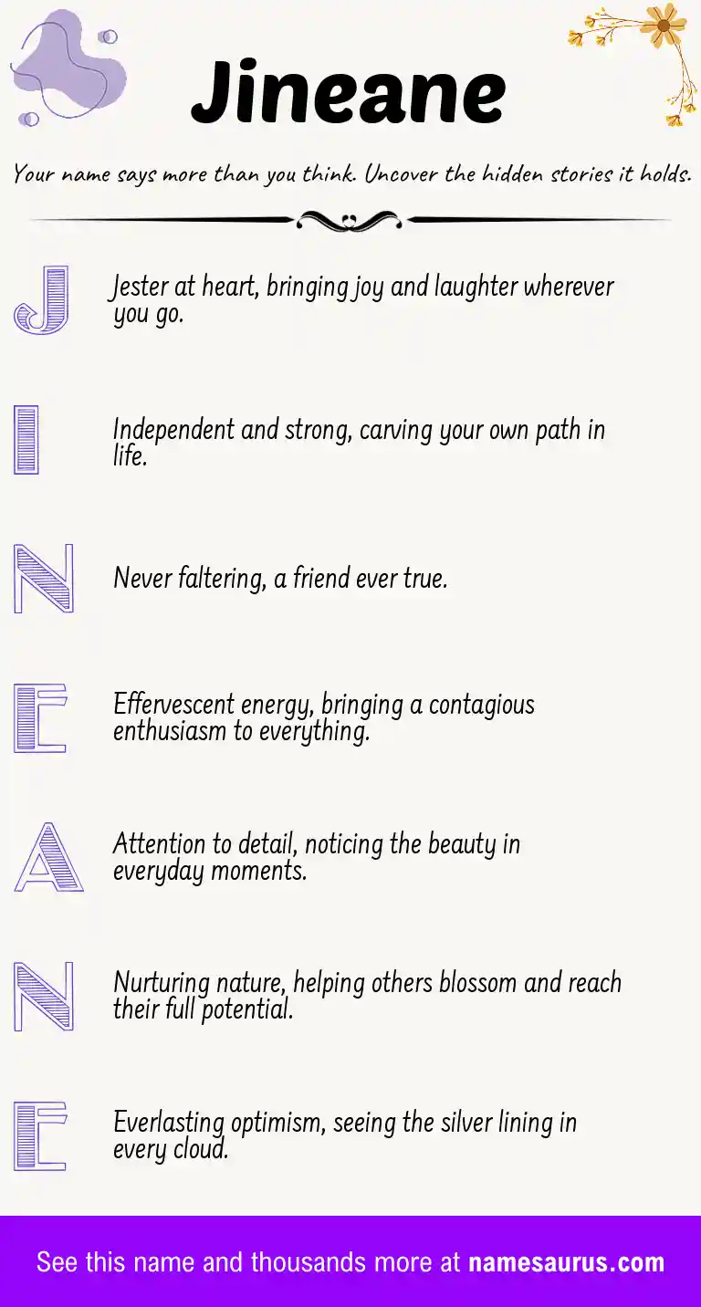 Acrostic poem about Jineane.