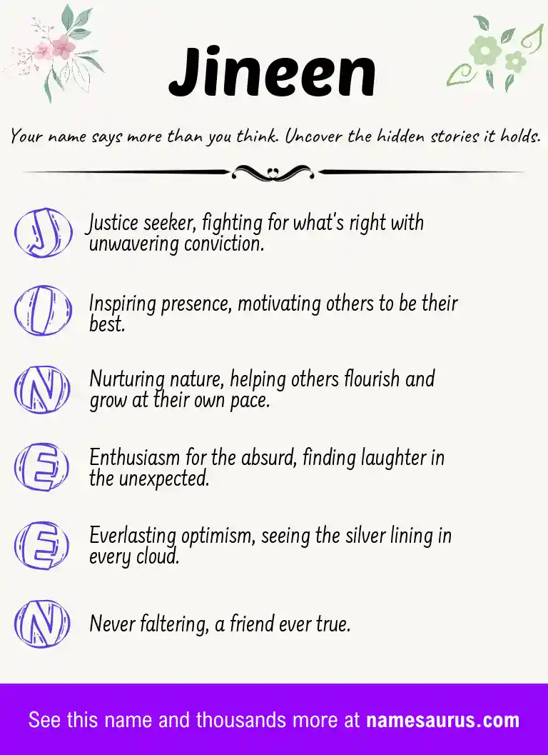 Acrostic poem about Jineen.
