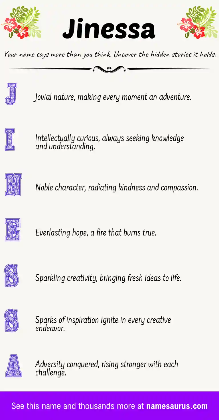 Acrostic poem about Jinessa.