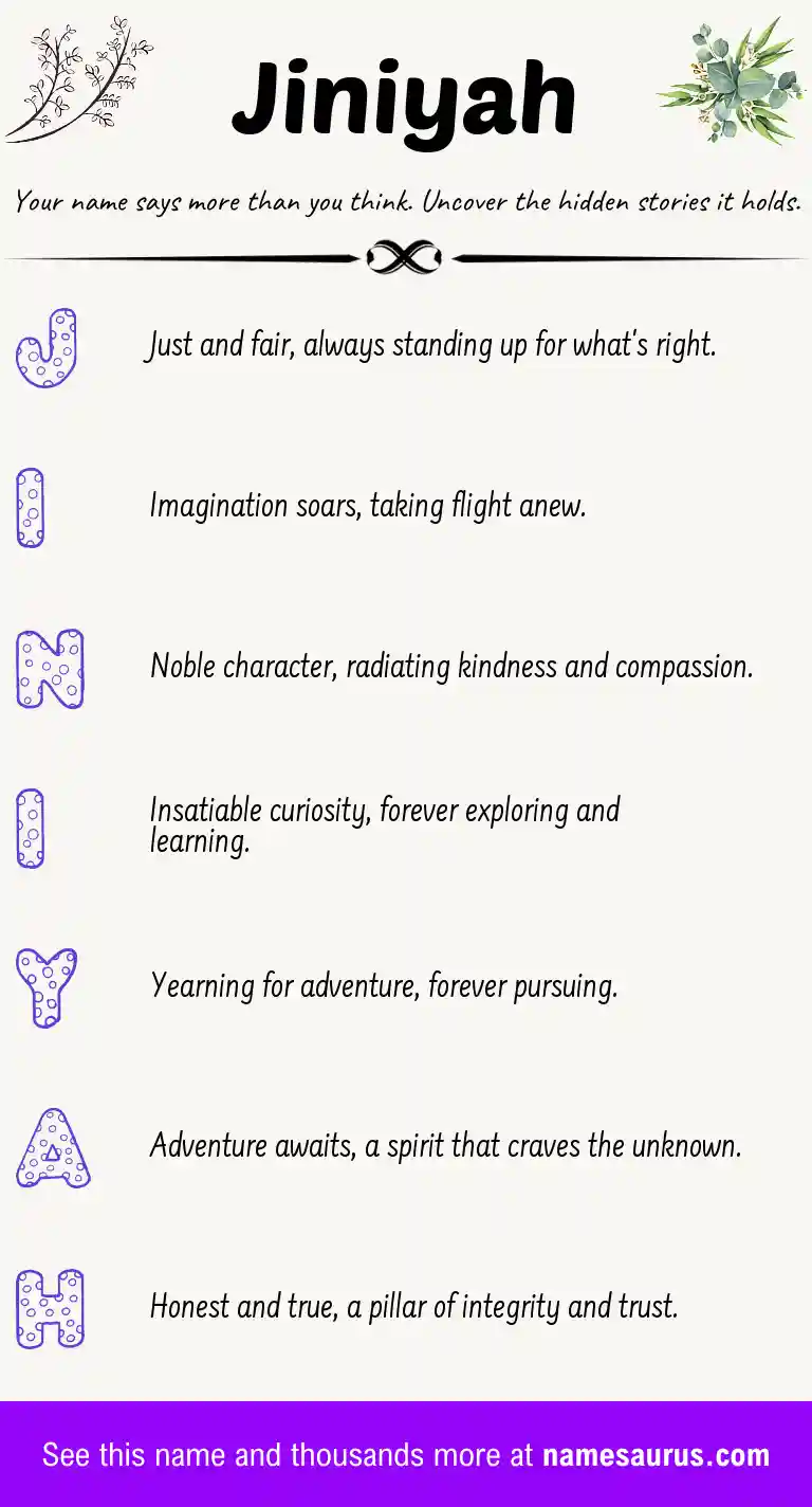 Acrostic poem about Jiniyah.