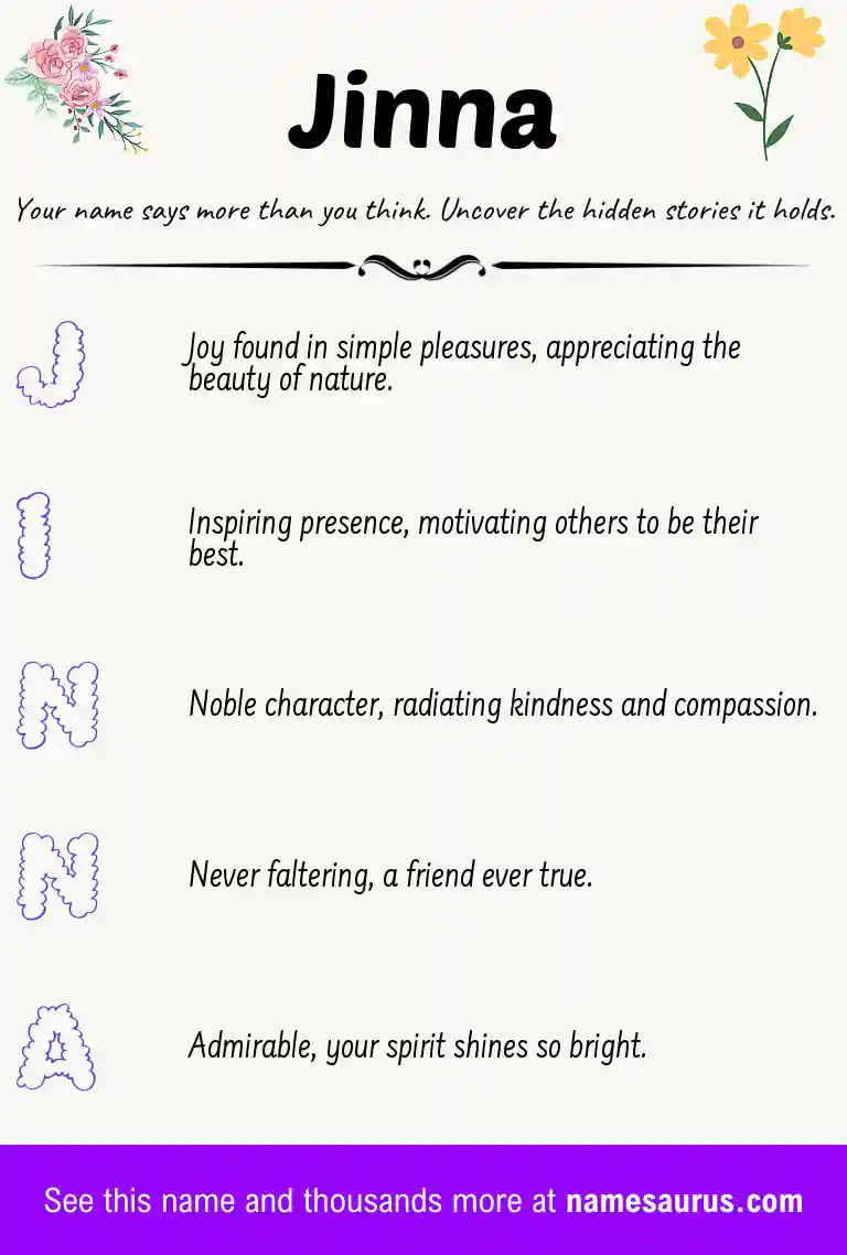 Acrostic poem about Jinna.