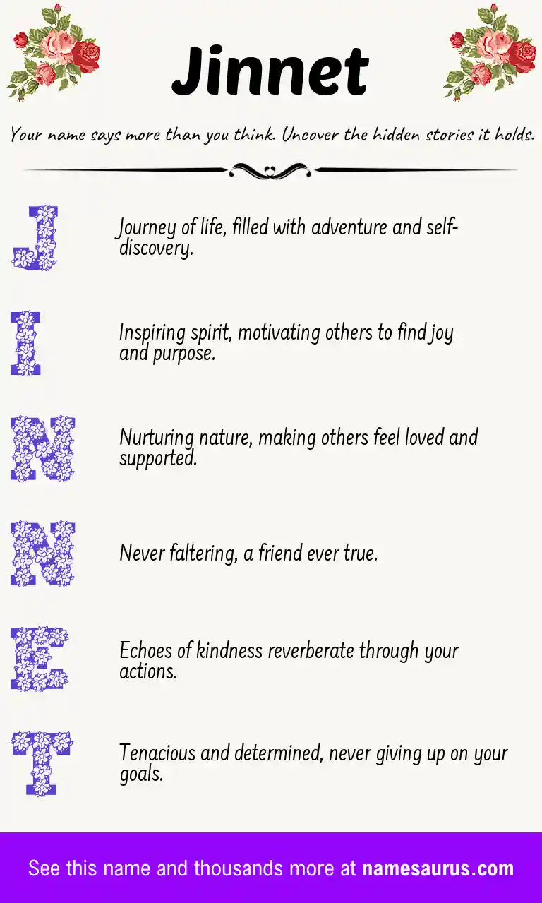 Acrostic poem about Jinnet.