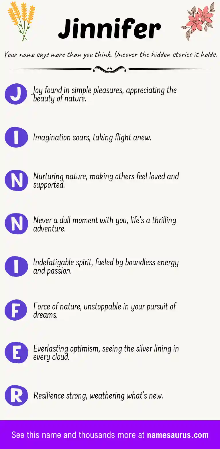 Acrostic poem about Jinnifer.