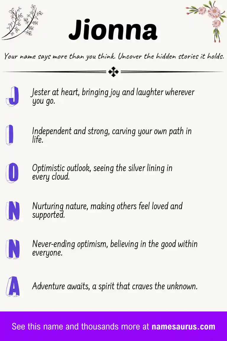 Acrostic poem about Jionna.