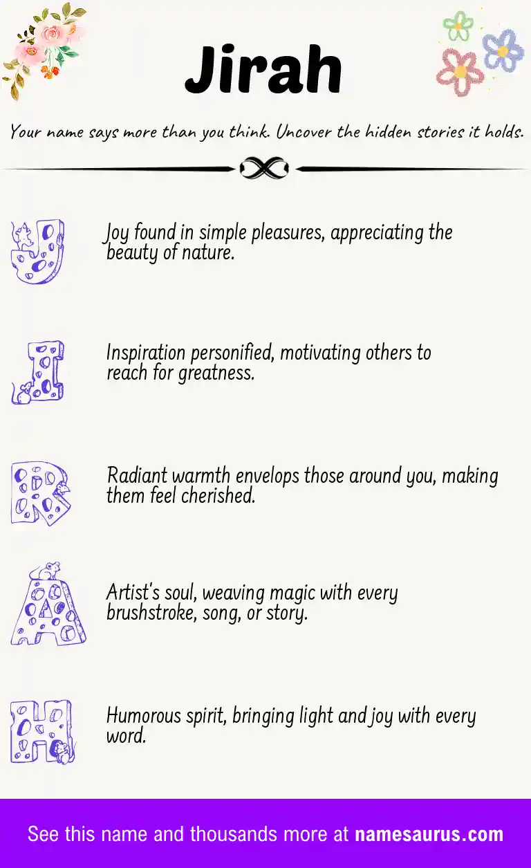 Acrostic poem about Jirah.