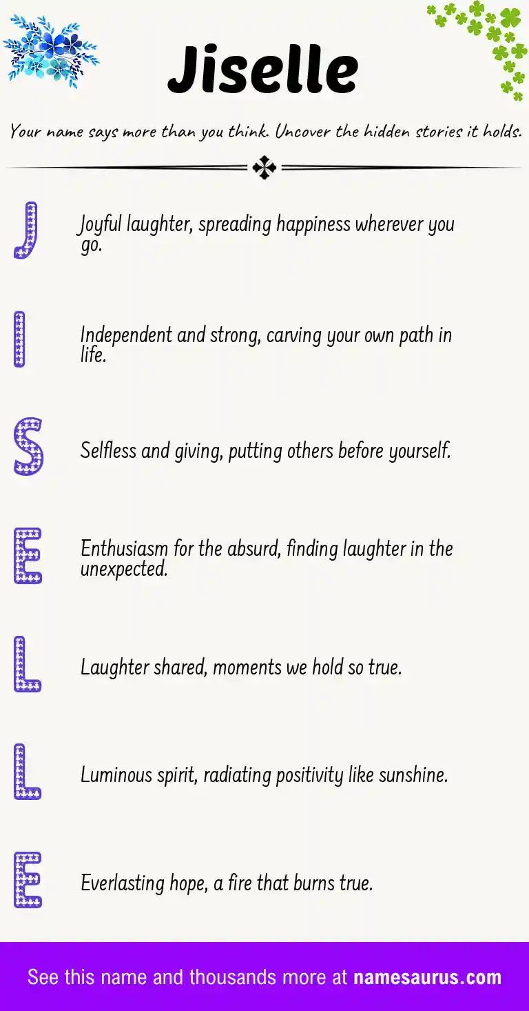 Acrostic poem about Jiselle.