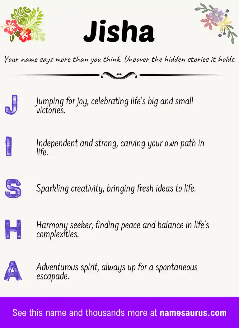 Acrostic poem about Jisha.