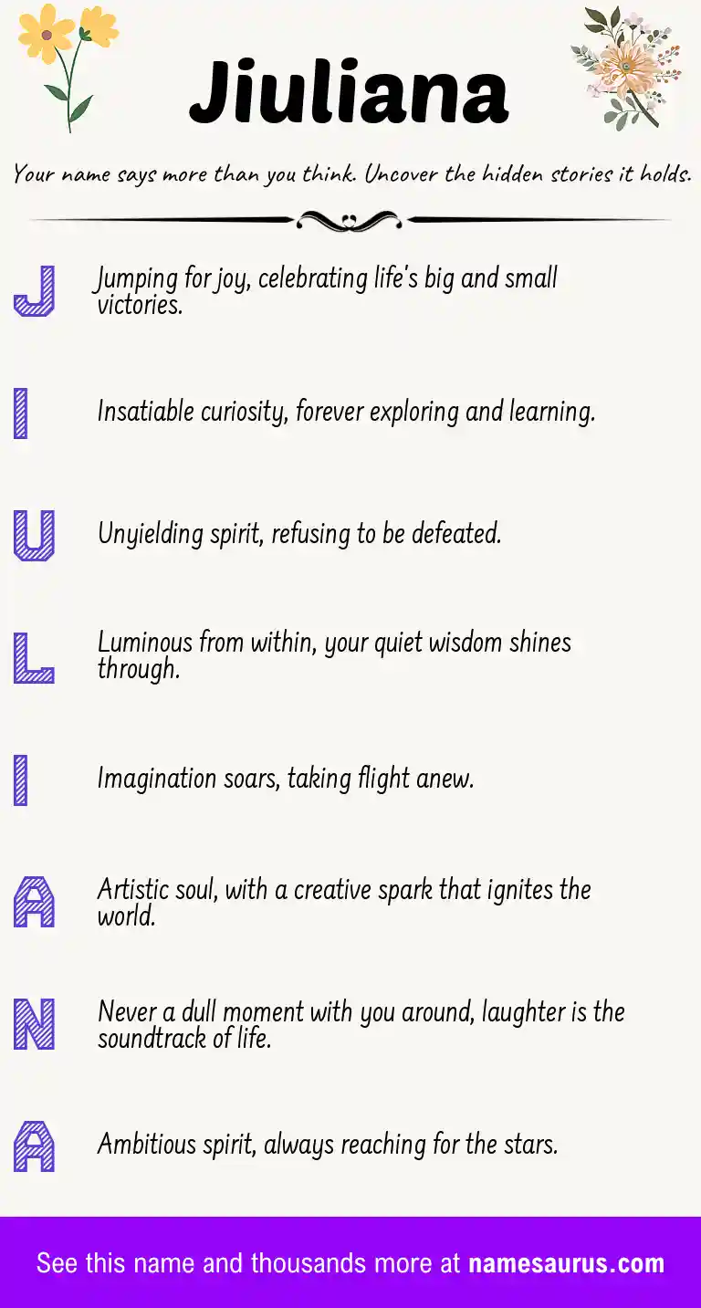 Acrostic poem about Jiuliana.