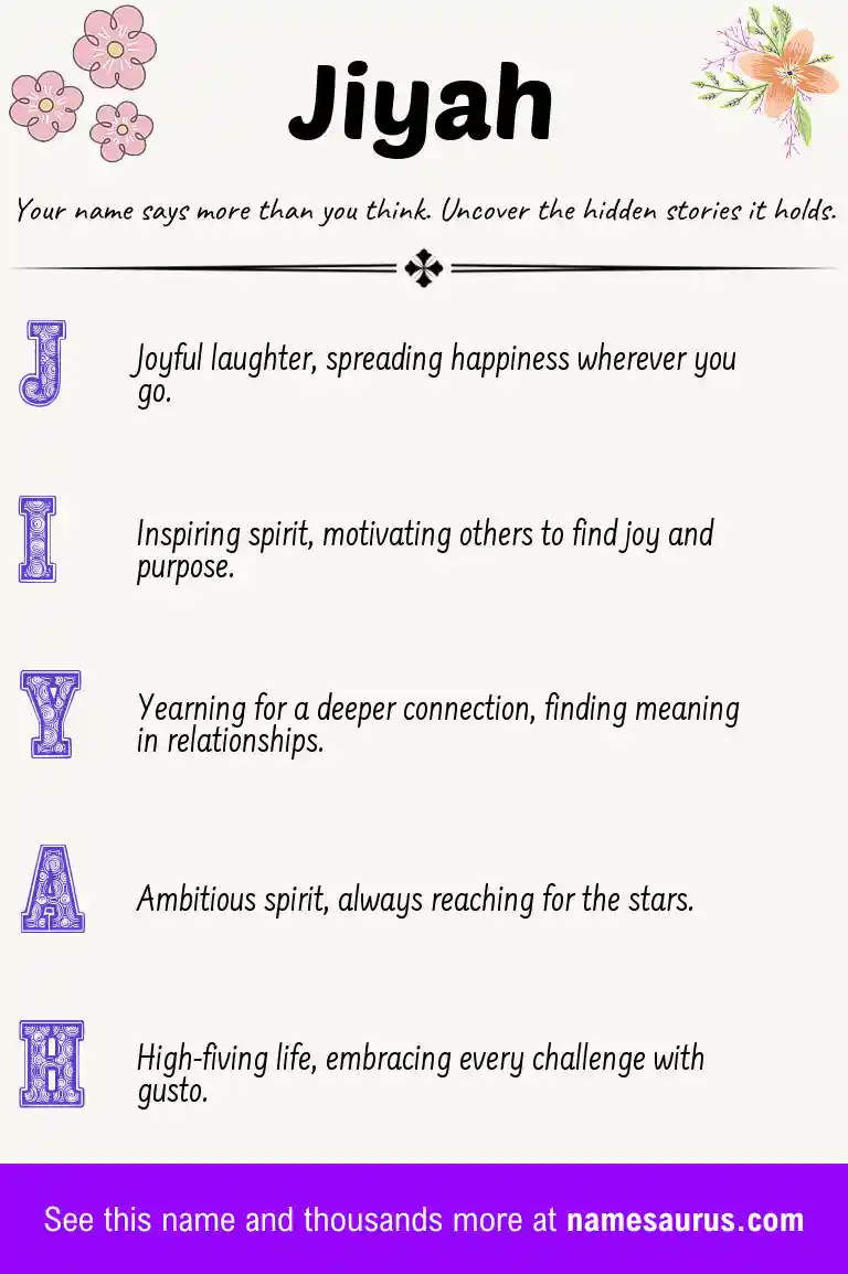 Acrostic poem about Jiyah.