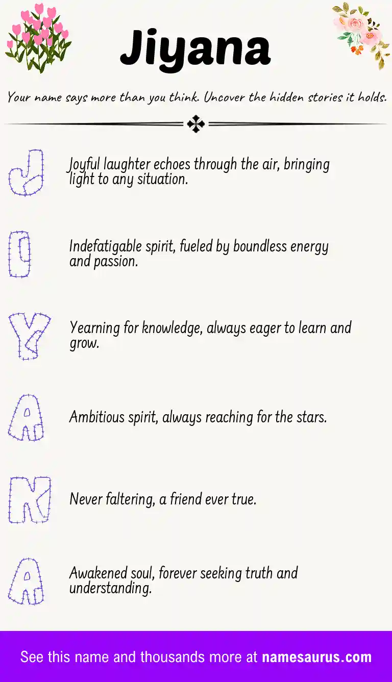 Acrostic poem about Jiyana.