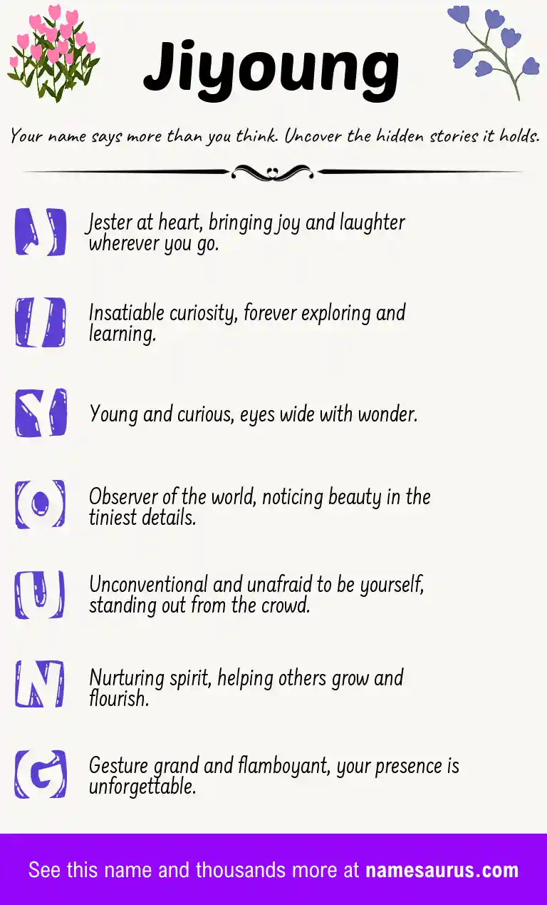 Acrostic poem about Jiyoung.