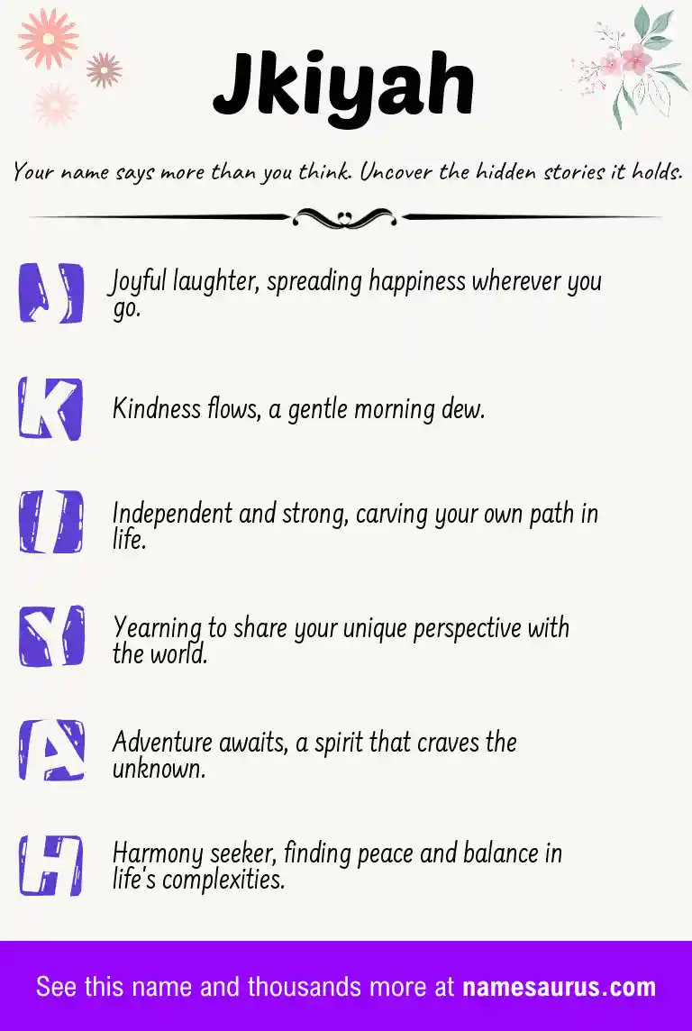 Acrostic poem about Jkiyah.