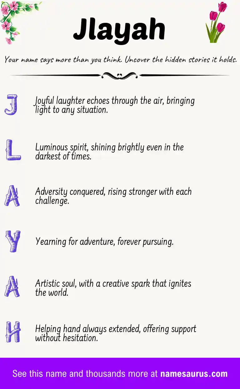 Acrostic poem about Jlayah.