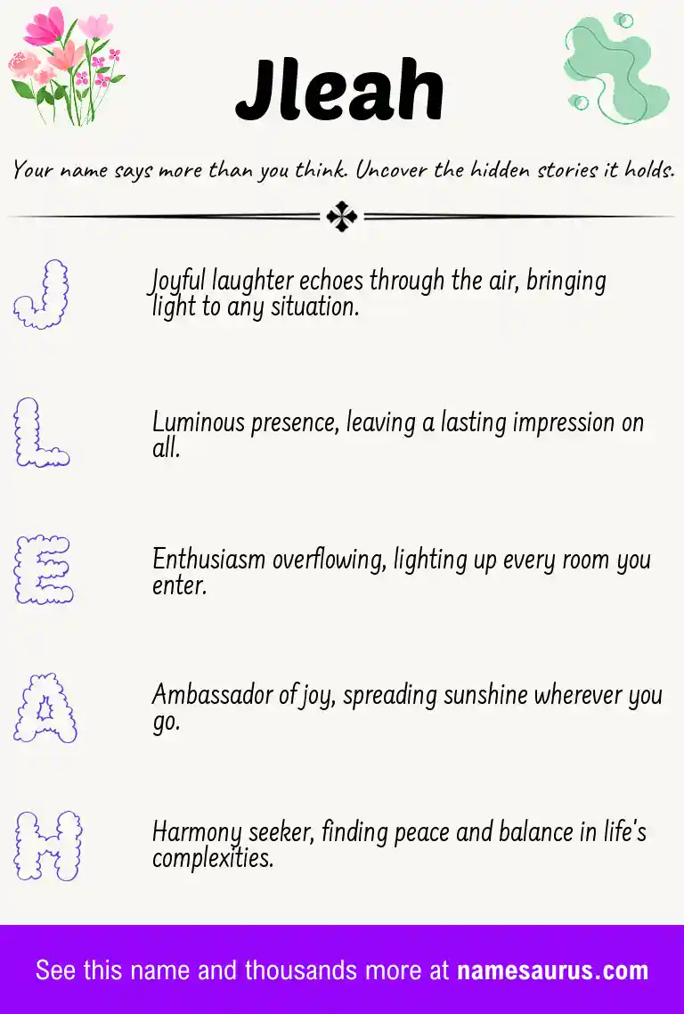 Acrostic poem about Jleah.