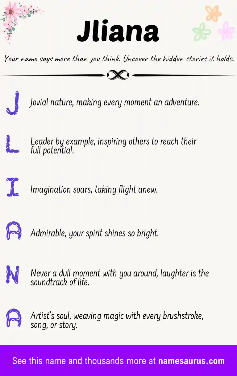 Acrostic poem about Jliana.