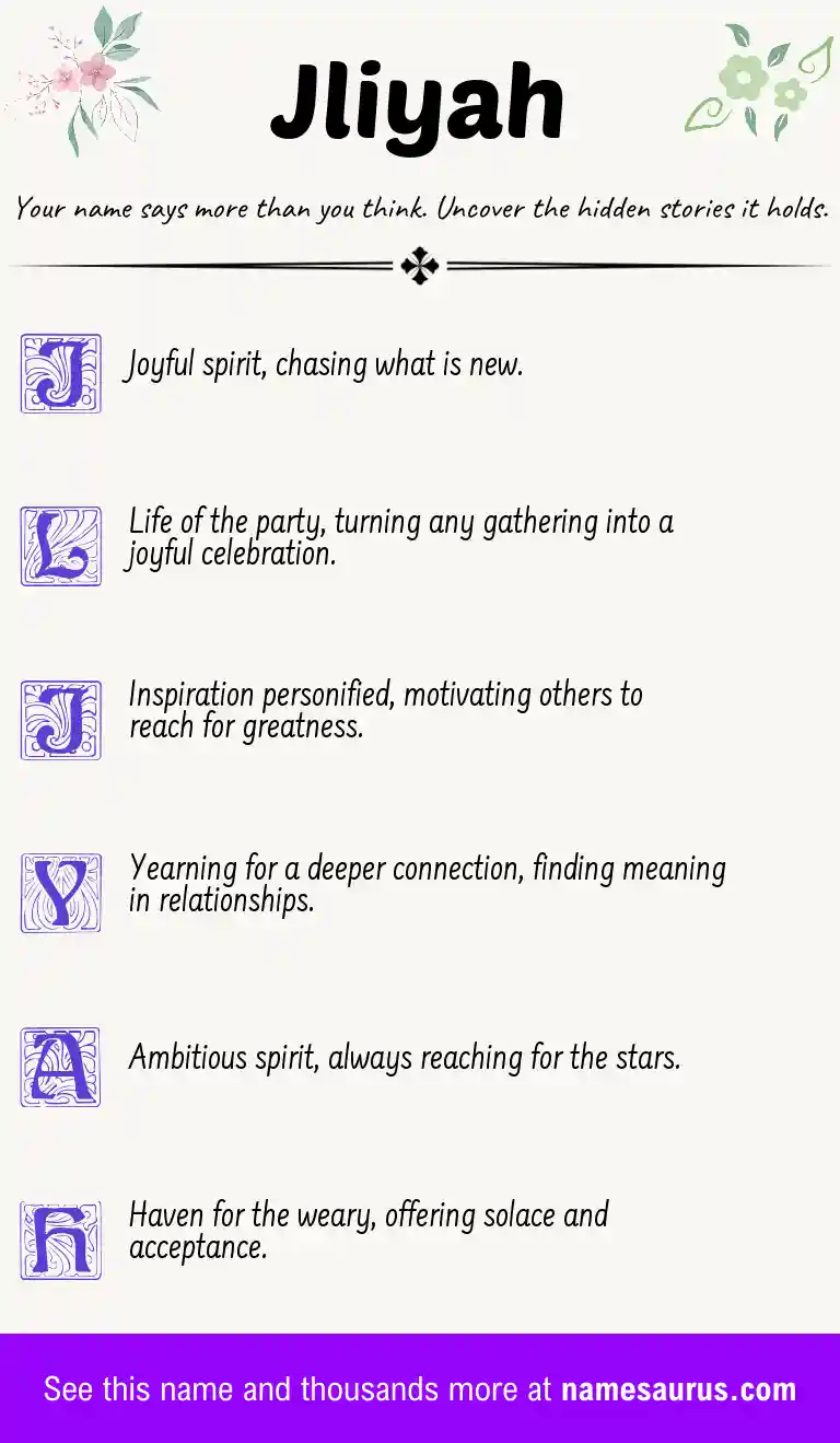 Acrostic poem about Jliyah.