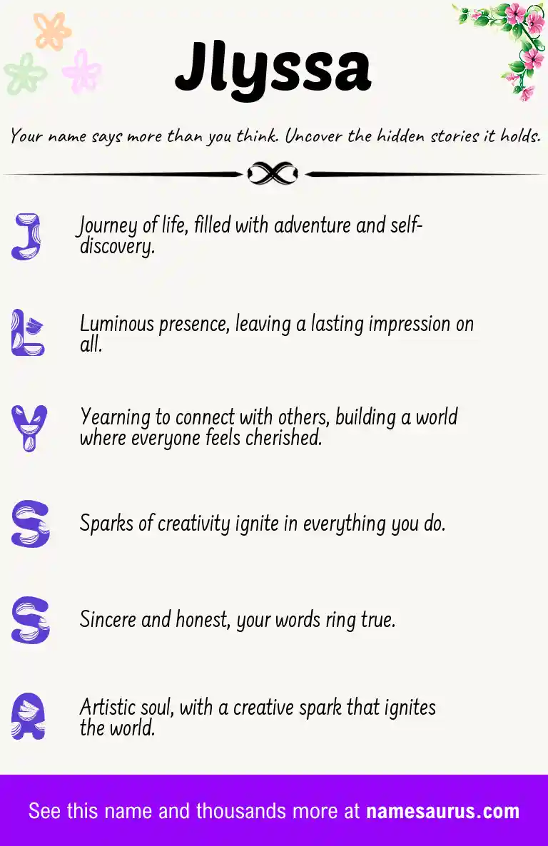 Acrostic poem about Jlyssa.