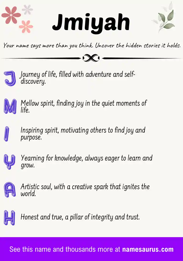 Acrostic poem about Jmiyah.
