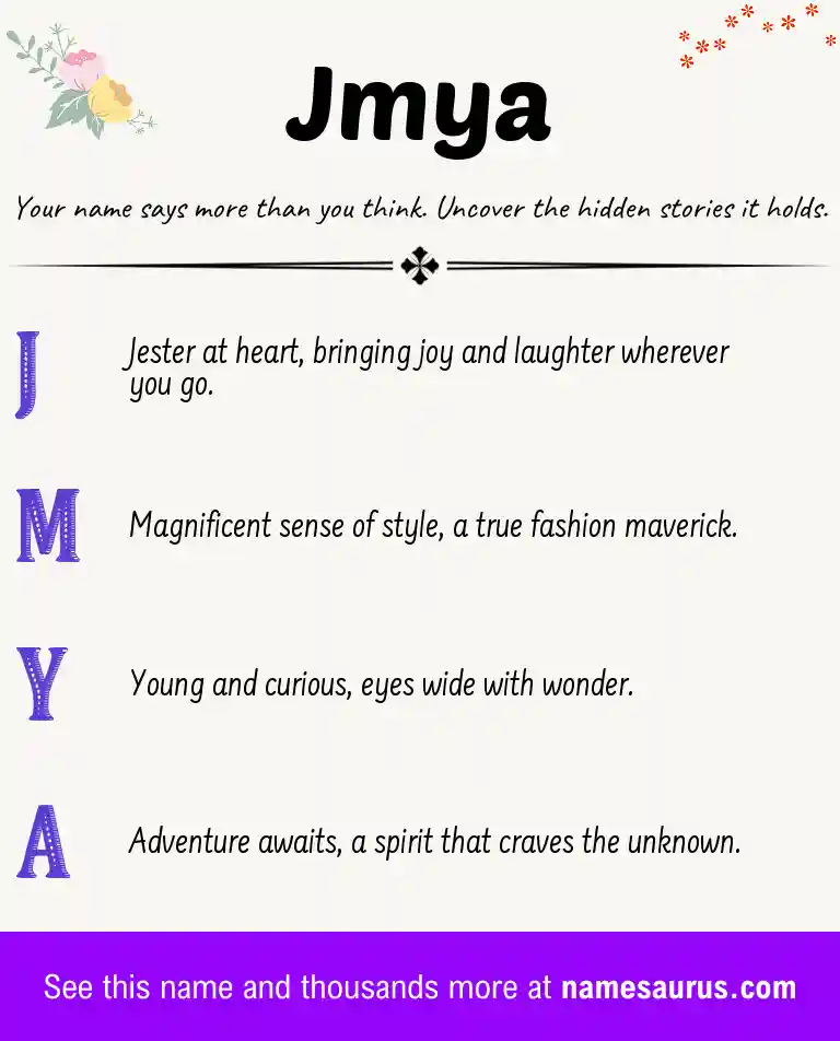 Acrostic poem about Jmya.