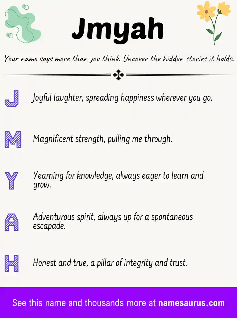 Acrostic poem about Jmyah.