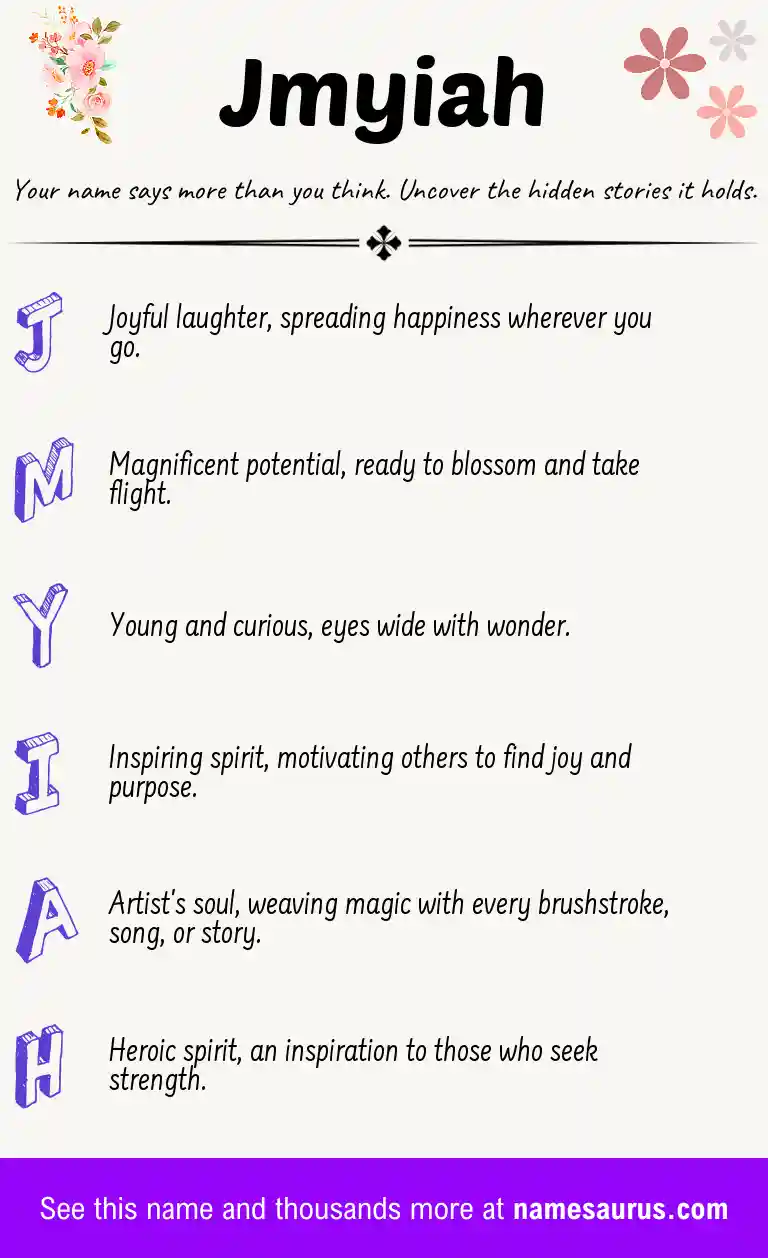 Acrostic poem about Jmyiah.
