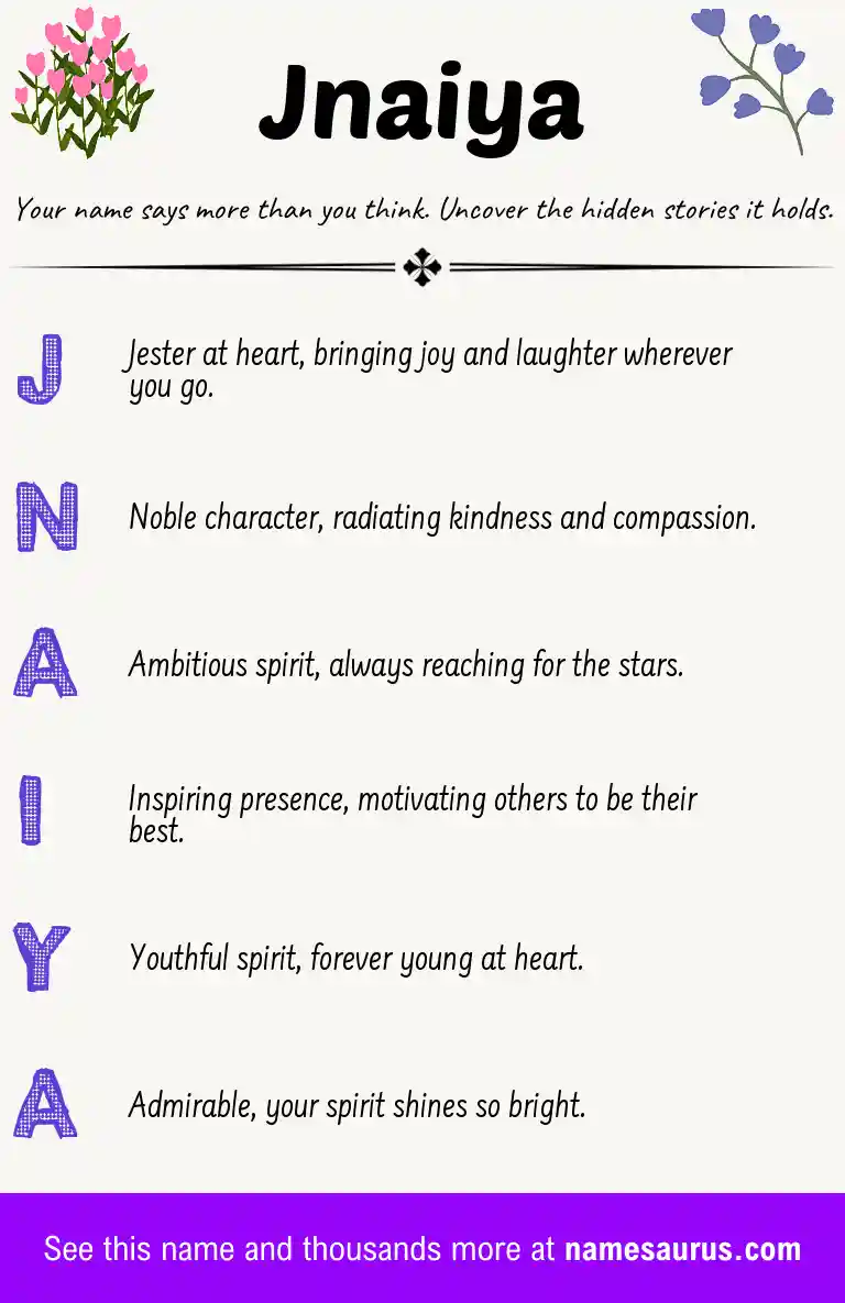Acrostic poem about Jnaiya.