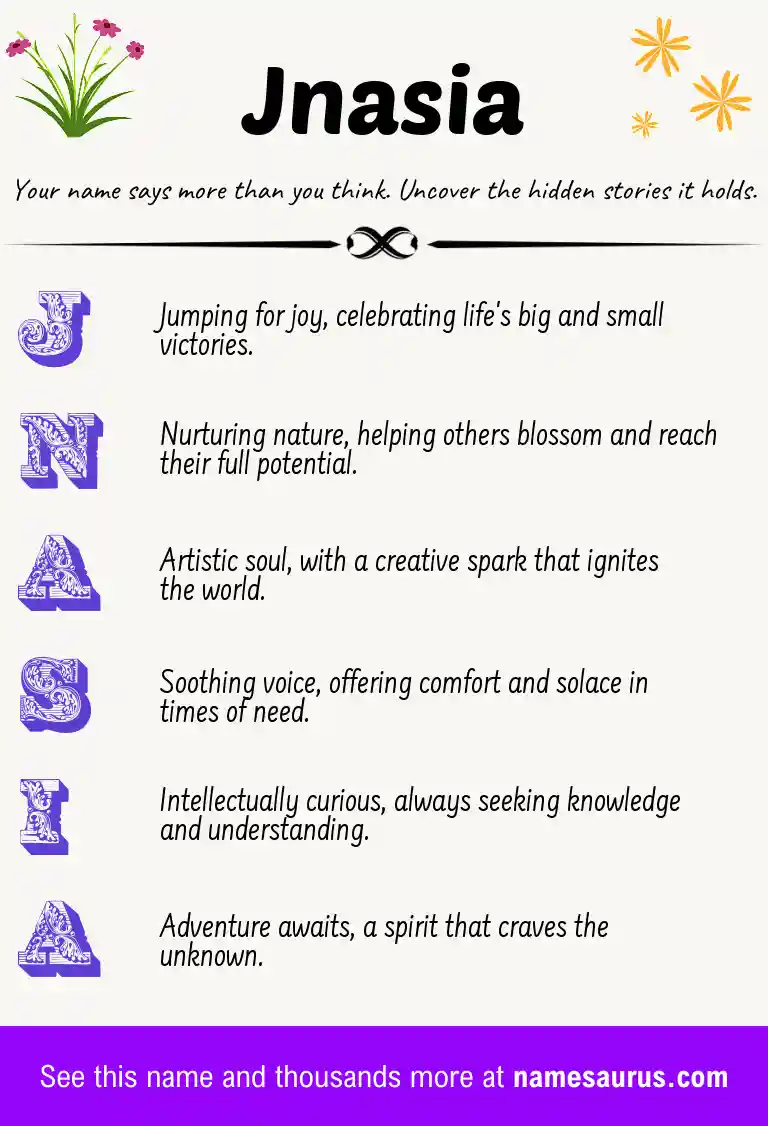 Acrostic poem about Jnasia.