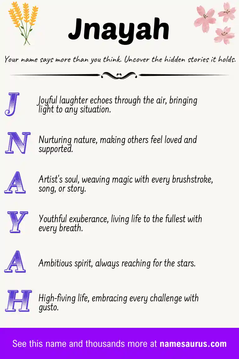 Acrostic poem about Jnayah.